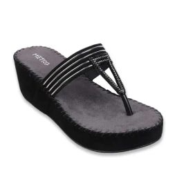 Metro Women's Black Thong Wedges-image-40