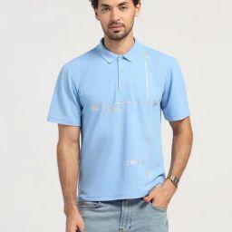 Lela Sky Blue Regular Fit Printed Polo T-Shirt-picture-12