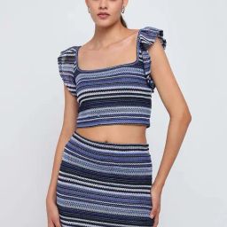 Cover Story Navy Regular Fit Striped Top-image-40
