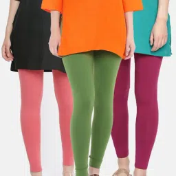 Dollar Missy Multicolor Cotton Leggings - Pack of 3-31