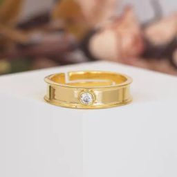 925 Silver AAA Grade American Diamond 18k-Gold Plated Band Ring for Mens-5