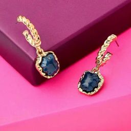 Accessorize London Country Retreat Twist Navy Blue & Golden Drop Earrings-image-60