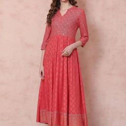 Rangriti Coral Embellished Maxi Dress-image-46