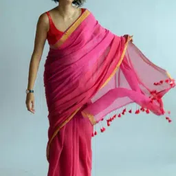 Suta Pink Saree Without Blouse-image-49