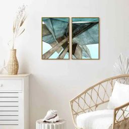 999Store Multicolor Vinyl Wall Painting Panel with Fibre Frame - Set of 2-37