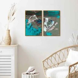 999Store Multicolor Vinyl Wall Painting Panel with Fibre Frame - Set of 2-39