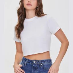 Forever 21 White Cotton Crop Top-image-69