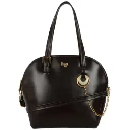 Baggit Brown Solid Medium Bowler Handbag-image-22