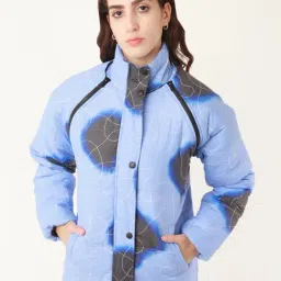 zink Z Blue Printed Casual Jacket-image-73