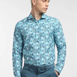 Jack & Jones Blue Cotton Slim Fit Printed Shirt-picture-34