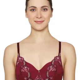 Triumph Maroon Lace Half Coverage Everyday Bra-31