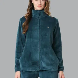 Van Heusen Teal Blue High Neck Jacket-image-94