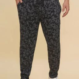 John Pride Black Cotton Self Pattern Track Pants-image-15