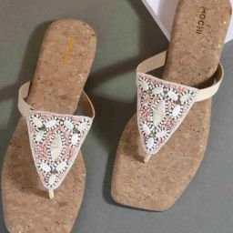 Mochi Women's Beige T-Strap Sandals-image-89