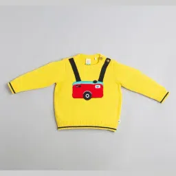 Ed-A-Mamma Boys Yellow Cotton Printed Sweater Set-image-73
