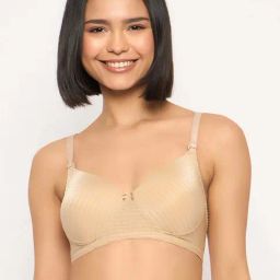 Clovia Beige Regular Fit Striped Bra-image-47