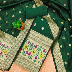 LeeliPeeri Designer Floral Woven Design Banarasi Silk Unstitched Dress Material-image-74