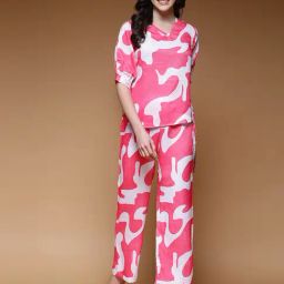 SELVIA Pink & White Printed Co-Ord Set-image-46