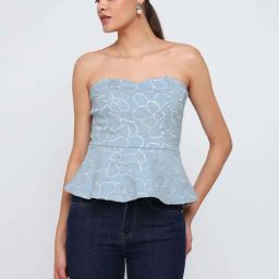 Cover Story Blue Regular Fit Printed Top-image-57