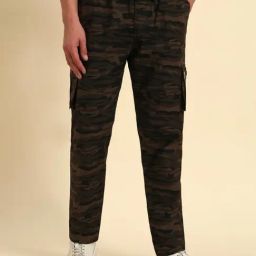 Cantabil Olive Green Cotton Regular Fit Printed Lower-image-52