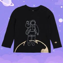 MINIKLUB Kids Black Printed Full Sleeves T-Shirt-image-83