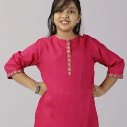 Kiddopanti Kids Pink Embroidered Kurta-image-64
