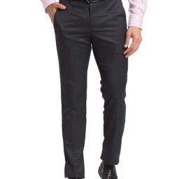 Park Avenue Black Classic Fit Texture Trousers-image-60