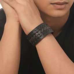 NVR Black Leather Bracelet for Men-35