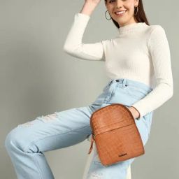 SASSORA Tan ROSA Animal Effect Small Leather Backpack-45