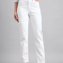 Style Quotient White Cotton Straight Fit High Rise Jeans-96