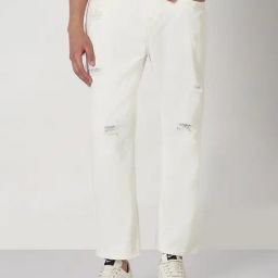 Showoff White Straight Fit Distressed Jeans-image-39