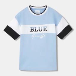 Blue Giraffe Kids Blue Cotton Embroidered T-Shirt-image-76