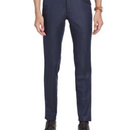 Turtle Blue Ultra Slim Fit Self Design Trousers-image-74