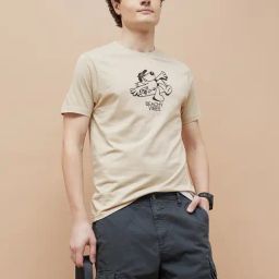 Fame Forever By Lifestyle Beige Cotton Regular Fit Printed T-Shirt-image-23