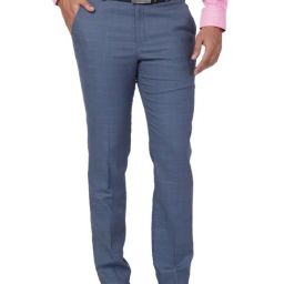 Park Avenue Grey Super Slim Fit Checks Trousers-image-52