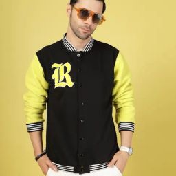 Rigo Lime Relaxed Fit Printed Oversized Versity Jacket-image-40