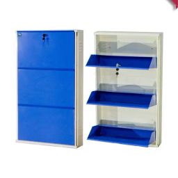 Delite Kom Powder Coated Ivory Blue Wall Mounted Metal Shoe Rack ( 3 Shelves DIY)-image-94