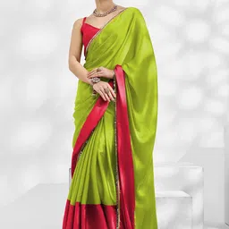 Kalista Colourblocked Mirror Work Pure Chiffon Ready to Wear Pure Chiffon Saree-image-27