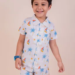 SNUGGLY MONKEY Kids Printed Short Sleeves Pure Cotton Shirt With Shorts-image-10