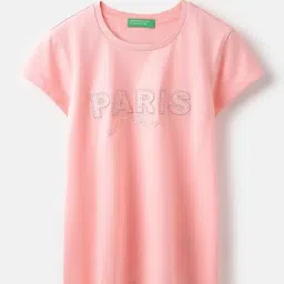 United Colors of Benetton Girls Pink Cotton Applique T-Shirt-picture-26