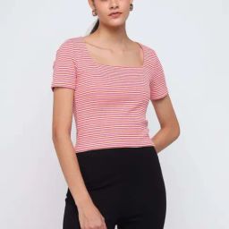 Cover Story Pink Cotton Regular Fit Striped Top-image-56