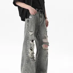 StyleCast Men Comfort Baggy High-Rise Highly Distressed Light Fade Cotton Jeans-picture-22