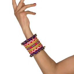 Taasha Craft Set Of 7 Thread & Beaded Bangles image 3