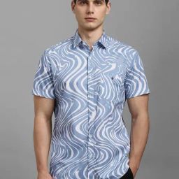 Louis Philippe Blue Cotton Slim Fit Printed Shirt-image-83