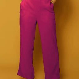 Sera Fuchsia Pink High Rise Flared Pants-15