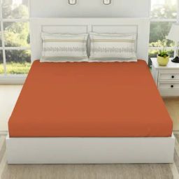 Spaces Solid Brown 144 TC Cotton King Bed Sheet with 2 Pillow Covers-image-52