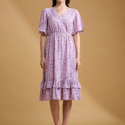 Roadster Women Abstract Printed Layered Fit and Flare Knee Length Dresses-picture-48