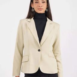 Styli Beige Plain Blazer-picture-34