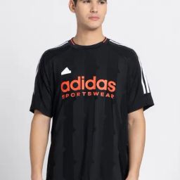 Adidas Black 100% Polyester Loose Printed  Jerseys-image-8