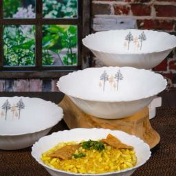 Cello White & Black Opalware Snack Bowl (0.42 L) - Set of 6-18